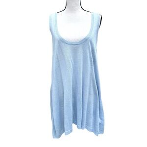 DKNY 100% LINEN SKY BLUE SCOOP NECK RACERBACK LOOSE FIT TANK TOP